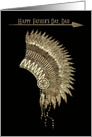 Father’s Day, Dad. American Indian Design Headdress, Shades of Brown card