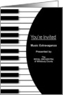 You’re Invited, Music Keyboard, Black and White, Personalize Front card