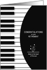 Retirement, Congratulations, Music Keyboard, Black and White, card