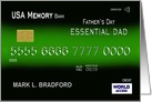 Father’s Day, Essential Dad, Credit Card, Personalize Name on Front card