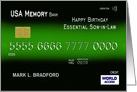 Birthday, Essential Son-in-law, Credit Card, Custom Name on Front card