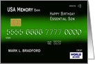 Birthday, Essential Son, Credit Card, Custom Name on Front card