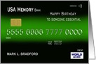Birthday, Essential Someone, Credit Card, Custom Name on Front card