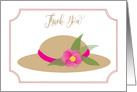 Thank You Vintage Graphic Hat Pink Ribbon and Flower card