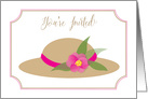 You’re Invited, Invitation, Vintage Graphic Hat, Pink Ribbon & Flower card