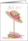 Thank You, Vintage Graphic Hat, Pink Flower, Hat Stand card