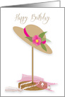 Birthday, Vintage Graphic Hat, Pink Flower, Hat Stand card