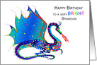 Birthday, Grandson, Dragon in Colorful Kaleidoscope Like Design card