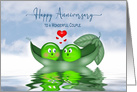 Anniversary, Couple, Two Peas in a Pod in Love Floating on Water card