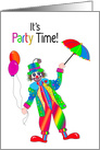 Party Invitation, Colorful Happy Clown in Kaleidoscope Collection card