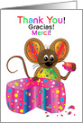 Thank You Says a Mouse in a Colorful Kaleidoscope Collection card