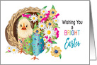 Easter, Small Chick & Flowers in Kaleidoscope Collection card