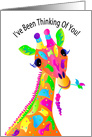 Thinking of You, Colorful Giraffe in Kaleidoscope Collection card