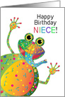 Birthday, Niece, Colorful and Happy Frog in Kaleidoscope Collection card