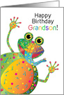 Birthday, Grandson, Colorful and Happy Frog in Kaleidoscope Collection card