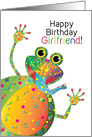 Birthday, Girlfriend, Colorful Happy Frog in Kaleidoscope Collection card