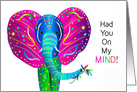Thinking of You, Elephant Colorful in Kaleidoscope Collection card
