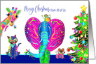Christmas From All of Us, Kaleidoscope Collection of Animals and Tree card