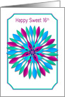 Birthday, Sweet 16th, Colorful Spinner-like Motif Design card