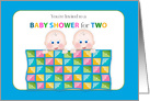 Baby Shower Invitation for Twins, Two Babies and Quilt card