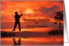 Retirement Celebration, Silhouette Golfer, Sunset, Reflections, Name card