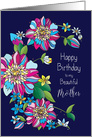 Birthday, Mother, Bright Colorful Flowers Isolated on Dark Background card