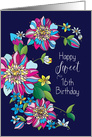 Birthday, 16th, Flowers, Bright & Bold in Fuchsia, Yellow, and Blues card