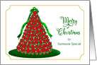 Christmas, Someone Special, Red Poinsettia Christmas Tree, Gold Border card