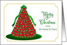 Christmas, Our Home to Yours, Red Poinsettia Christmas Tree, Border card