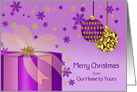 Christmas, From Our Home to Yours, Purple Decorations & Gift card
