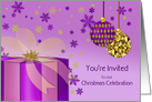 Christmas Invitation, Celebration, Purple & Gold Decorations & Gift card