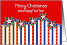 Christmas, USA Military with Patriotic Poinsettias, Stars and Stripes card