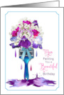 Birthday Mom Paintbrush of Purple Fuchsia Flowers card