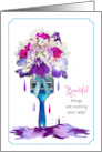 Encouragement Beautiful Things,Paintbrush of Purple Fuchsia Flowers card