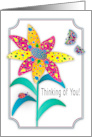 Thinking of You Daisy like Flower and Butterfly Kaleidoscope Collection card