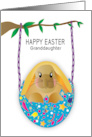 Happy Easter Granddaughter with Easter Bunny Swinging in Fun Eggshell card