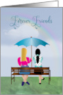 Forever Friends Sitting on Park Bench Under Umbrella card