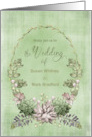 Wedding Invitation in Soft Water Colors Green and Mauve Name Insert card