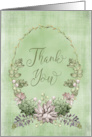 Thank You Watercolors Floral Design in Green and Mauve card