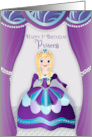Birthday 1st Princess in Purple and Blue Gown Wearing Pigtails card