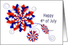 4th of July American Holiday Abstract Floral with 3D like design card