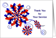 Thank You For Your Service Military Abstract Floral with 3D like design card