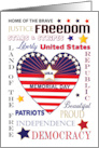 Memorial Day American Patriotic Typography Flag Heart card