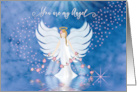 You are my Angel Angelic Angel with Pink Flowers and Star Gaze card