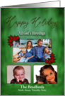 Happy Holidays Three Photo Inserts and Name Insert All Gods Blessings card