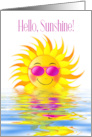 Hello Sunshine Very Hip Sun Wearing Sunglasses Reflections in Water card