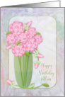 Birthday Mom Pink Roses Flowers in Green Vase card