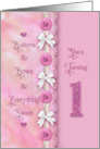 Birthday One Sweet Invitations Buttons and Bows For Girls card