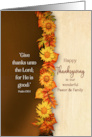 Thanksgiving Pastor and Family Harvest Flowers Leaves Christian Verse card