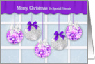 Christmas Window Pane For Special Friends Snowing Purple Decorations card